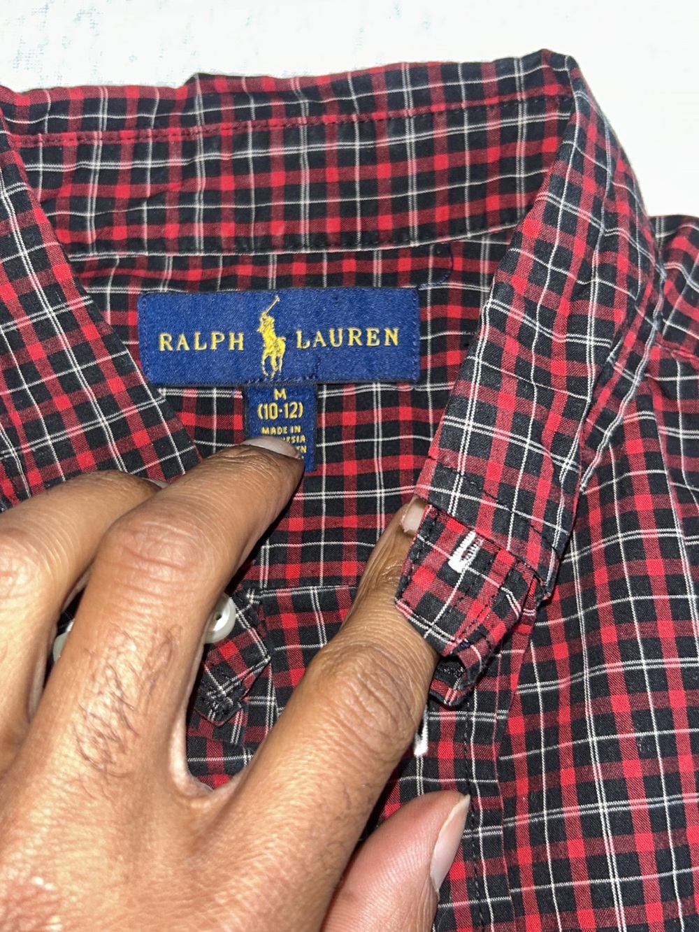 Ralph Lauren Red and Black Plaid Button-Down Shirt